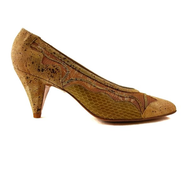 New VTG Stuart Weitzman Cork Snake Heels 6 M - Picture 4 of 10